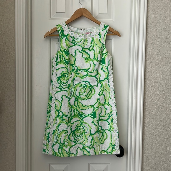 LILLY PULITZER classic green floral dress with plus FREE ID Case - Picture 2 of 8